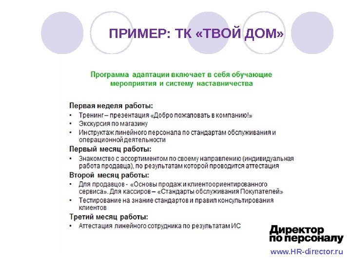     ПРИМЕР: ТК «ТВОЙ ДОМ» www. HR-director. ru 