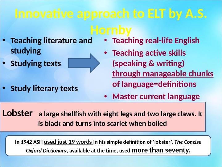 Innovative approach to ELT by A. S.  Hornby • Teaching literature and studying