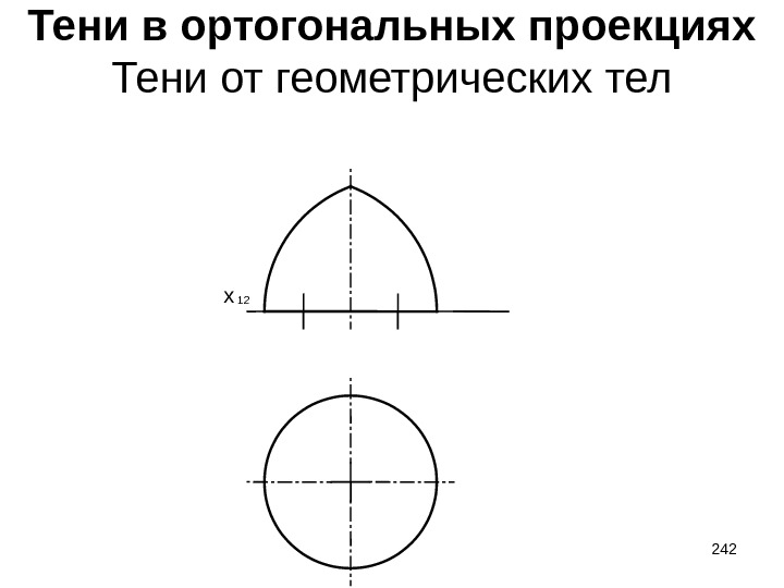 Тени в ортогональных проекциях Тени от геометрических тел 12 x 242 