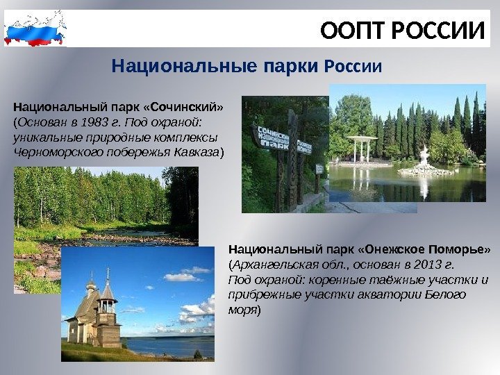 ООПТ РОССИИ Национальные парки России Национальный парк «Сочинский» ( Основан в 1983 г. Под