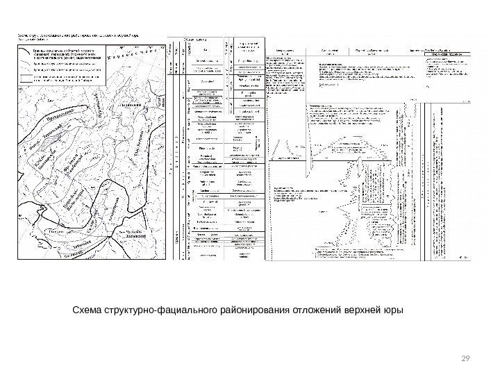 29 Схема структурно-фациального районирования отложений верхней юры 