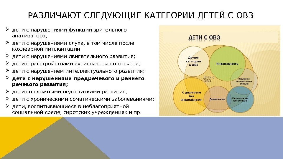  дети с нарушениями функций зрительного анализатора;  дети с нарушениями слуха, в том