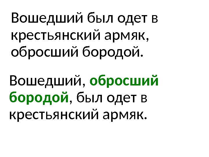 Вошедший был одет в крестьянский армяк,  обросший бородой.  Вошедший,  обросший бородой