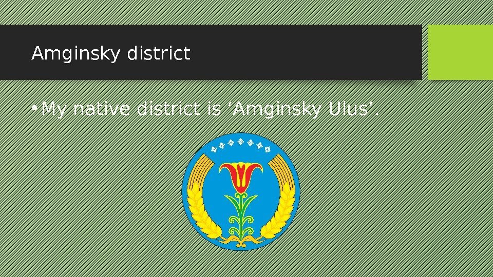 Amginsky district • My native district is ‘Amginsky Ulus’. 