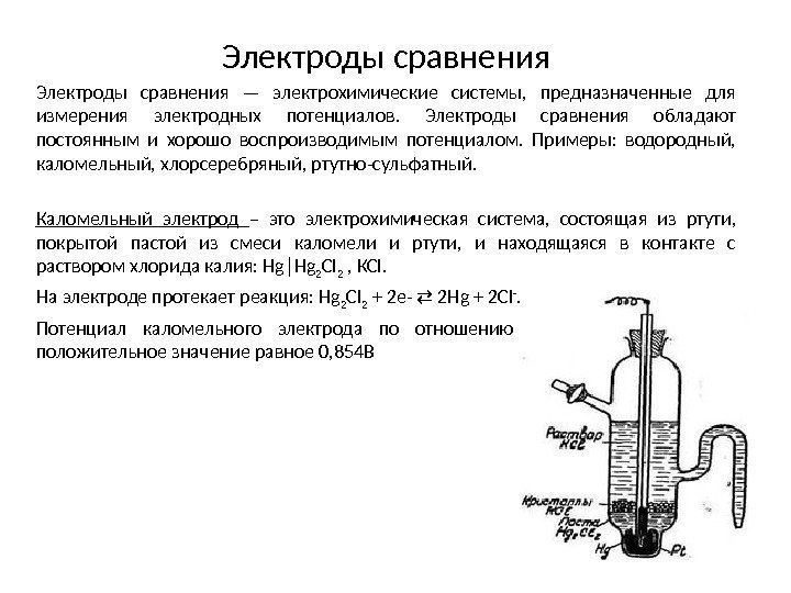 Схема гэ составленного из индикаторного стеклянного и электрода сравнения каломельного имеет вид