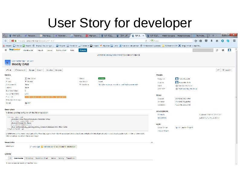 User Story for developer 