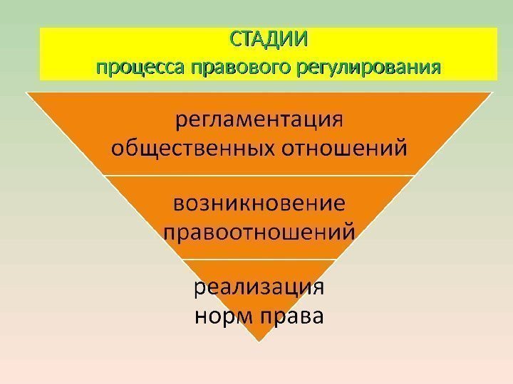 СТАДИИ процесса правового регулирования 