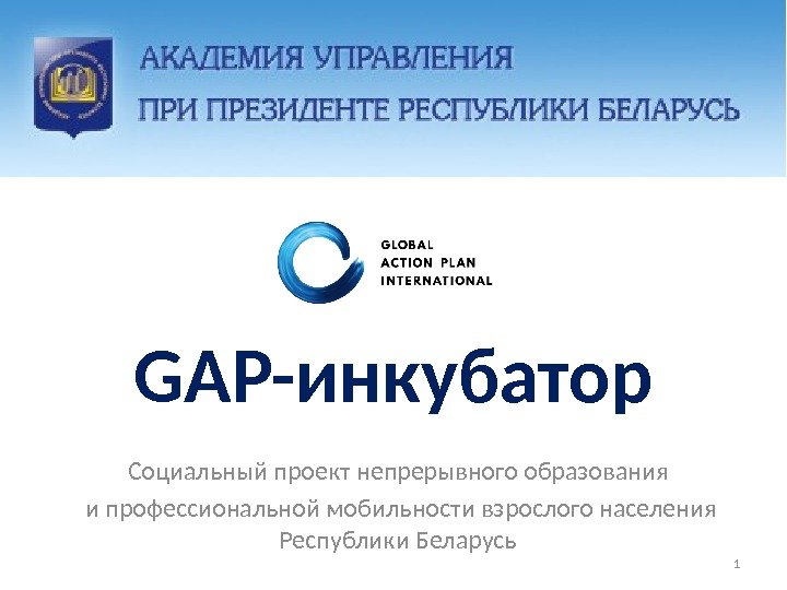 GAP-инкубатор Социальный проект непрерывного образования  и профессиональной мобильности взрослого населения Республики Беларусь 1