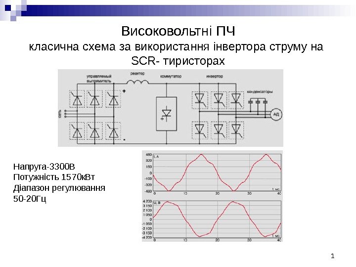 Високовольтні ПЧ класична схема за використання інвертора струму на  S С R- тиристорах