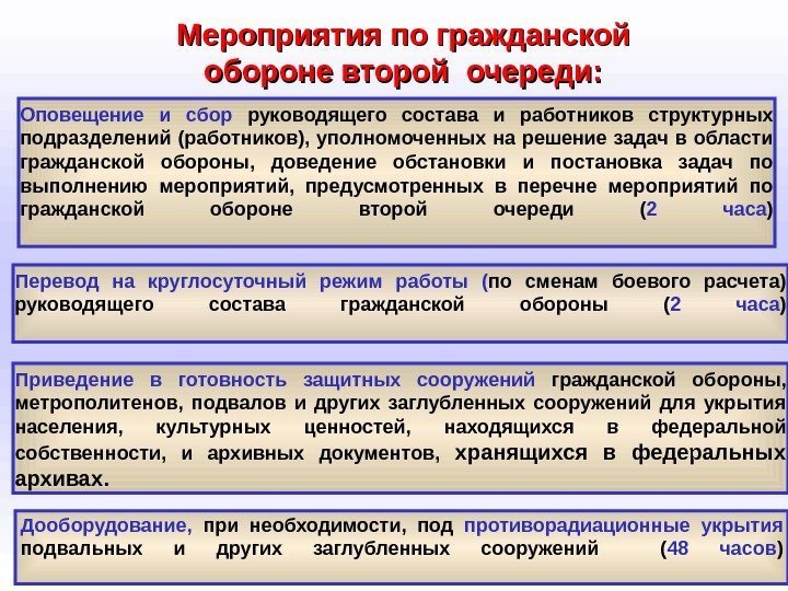 Мероприятия  по гражданской обороне второй очереди: Оповещение и сбор руководящего состава и работников