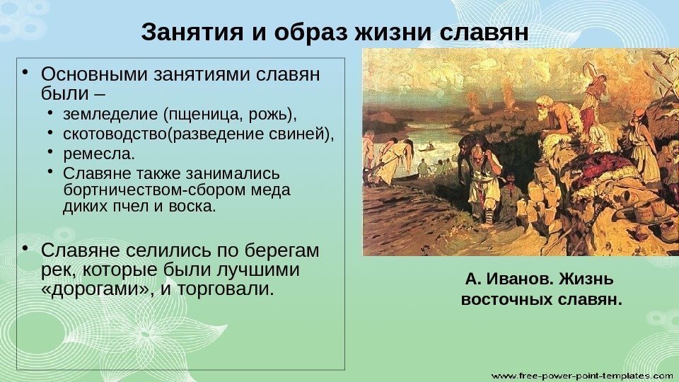 Основные занятия славян