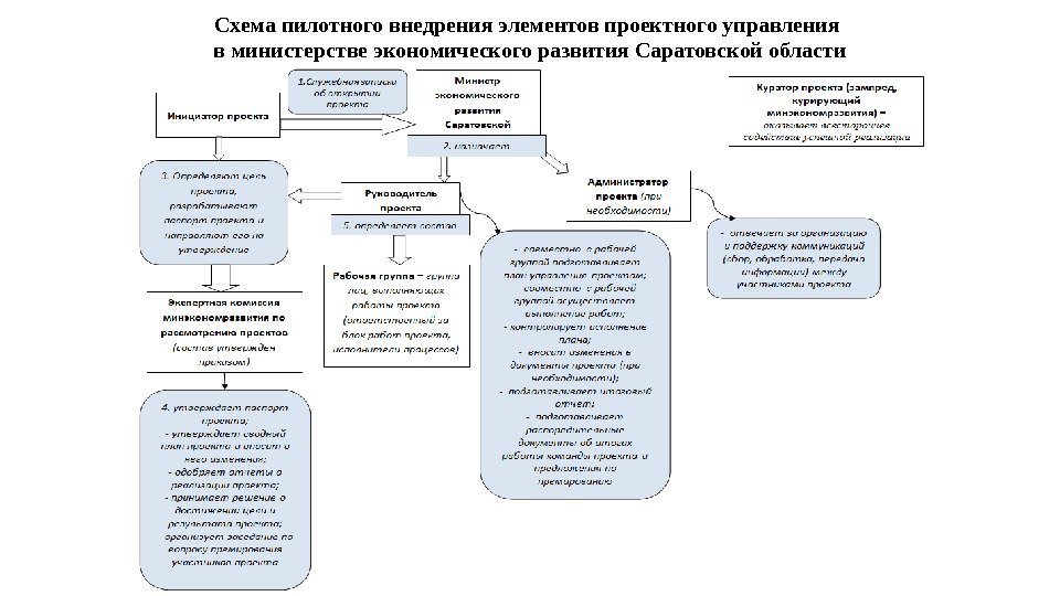 Схема пилотного внедрения элементов проектного управления в министерстве экономического развития Саратовской области 