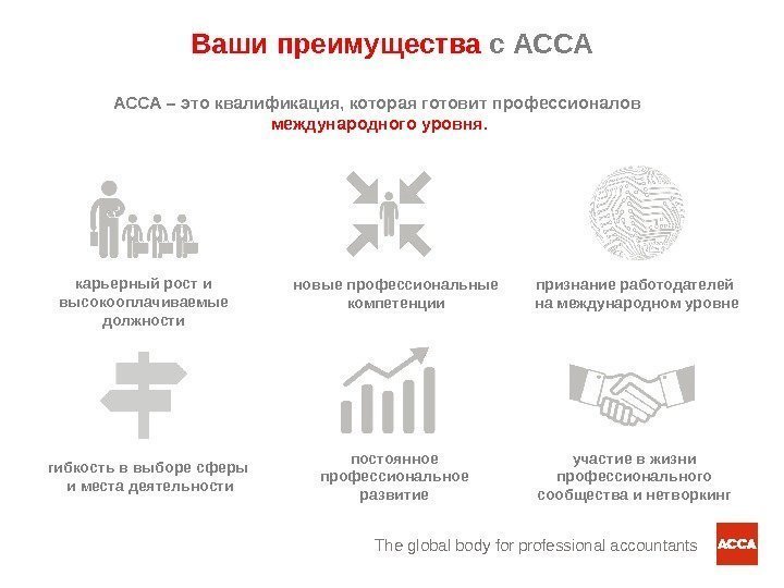 The global body for professional accountants. АССА – это квалификация, которая готовит профессионалов международного