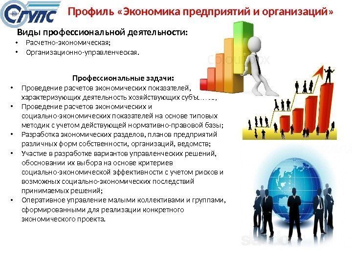     Профиль «Экономика предприятий и организаций»  Виды профессиональной деятельности: 