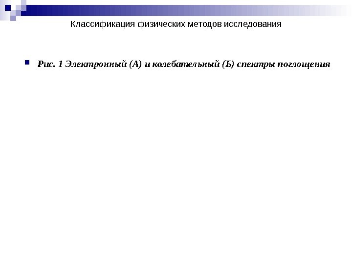 Классификация физических методов исследования Рис. 1 Электронный (А) и колебательный (Б) спектры поглощения 