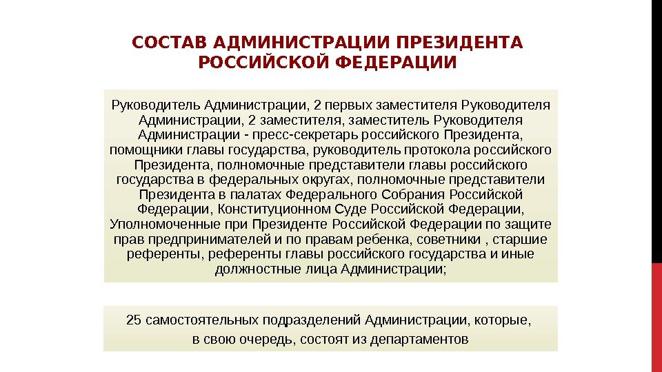 Руководитель. Администрации, 2 первыхзаместителя. Руководителя Администрации, 2 заместителя, заместитель. Руководителя Администрации-пресс-секретарьроссийского. Президента, помощникиглавыгосударства, руководительпротоколароссийского