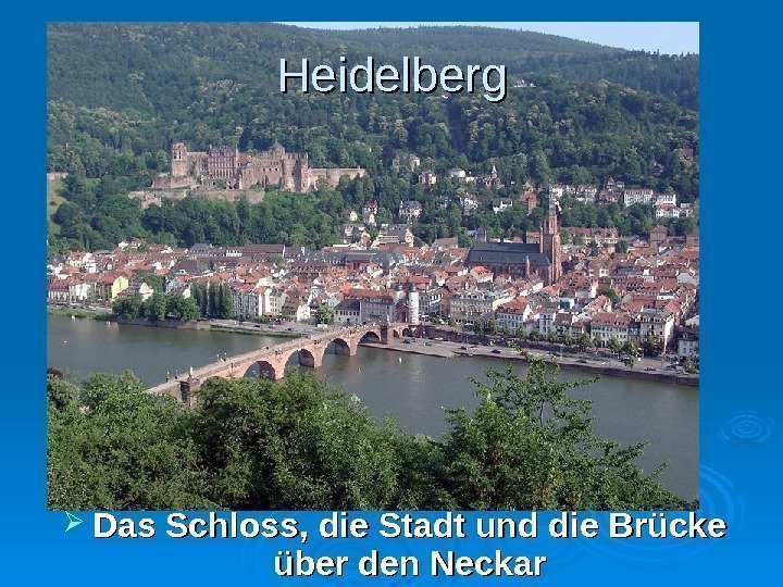 Heidelberg Das Schloss, die Stadt und die Brücke über den Neckar 