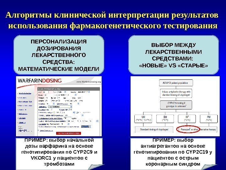 Алгоритмы клинической интерпретации результатов  использования фармакогенетического тестирования ПЕРСОНАЛИЗАЦИЯ ДОЗИРОВАНИЯ ЛЕКАРСТВЕННОГО СРЕДСТВА:  МАТЕМАТИЧЕСКИЕ