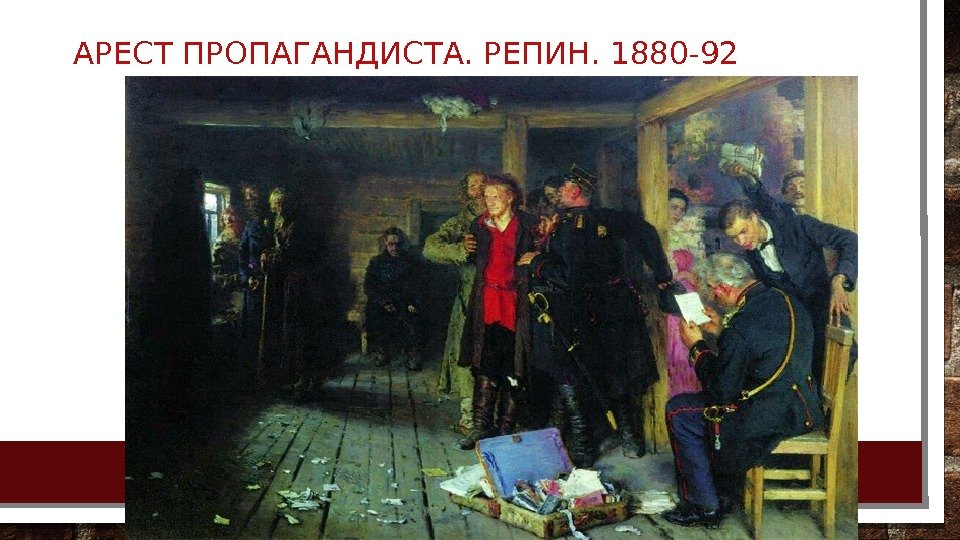 АРЕСТ ПРОПАГАНДИСТА. РЕПИН. 1880 -92  