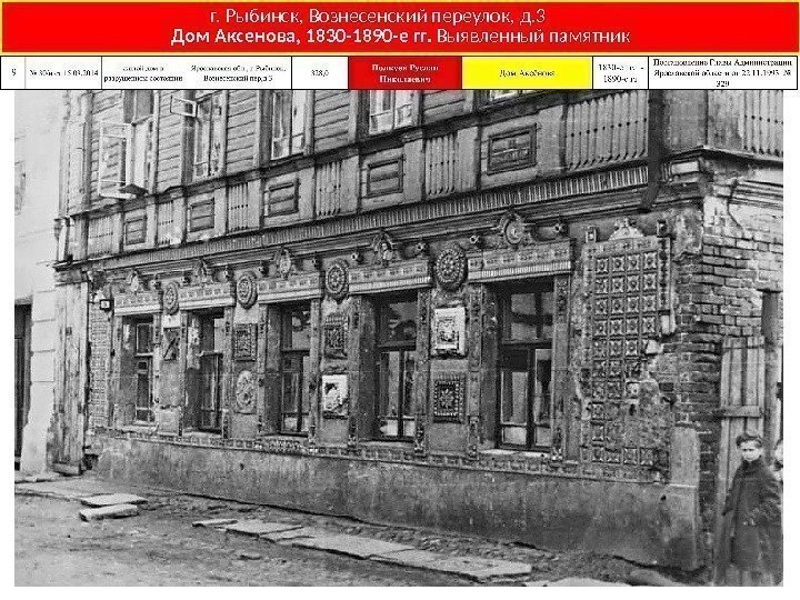 г. Рыбинск, Вознесенский переулок, д. 3  Дом Аксенова, 1830 -1890 -е гг. 