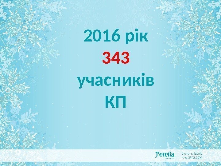 ДЖЕРЕЛІЯ В ЦИФРАХ І ФАКТАХ 2016 рік 343 учасників КП 