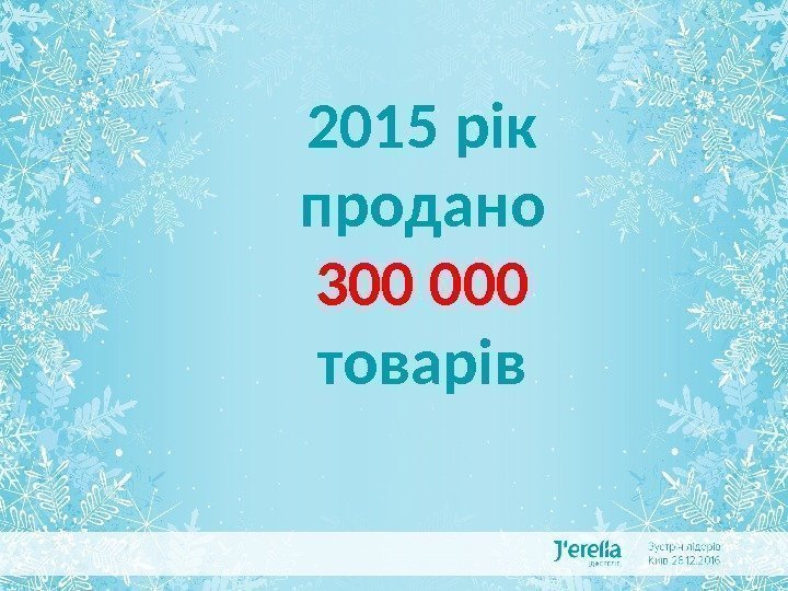 ДЖЕРЕЛІЯ В ЦИФРАХ І ФАКТАХ 2015 рік продано 300 000 товарів 