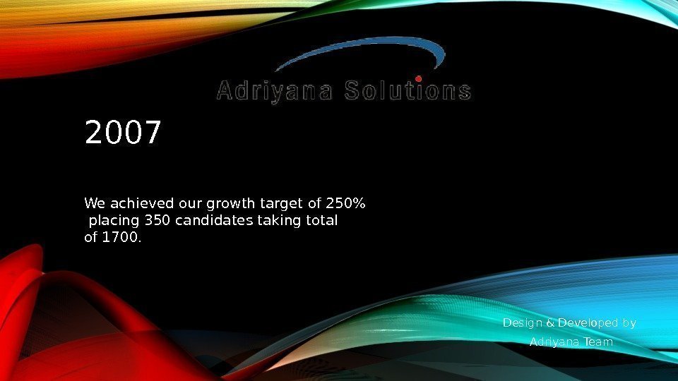 2007 We achieved our growth target of 250  placing 350 candidates taking total