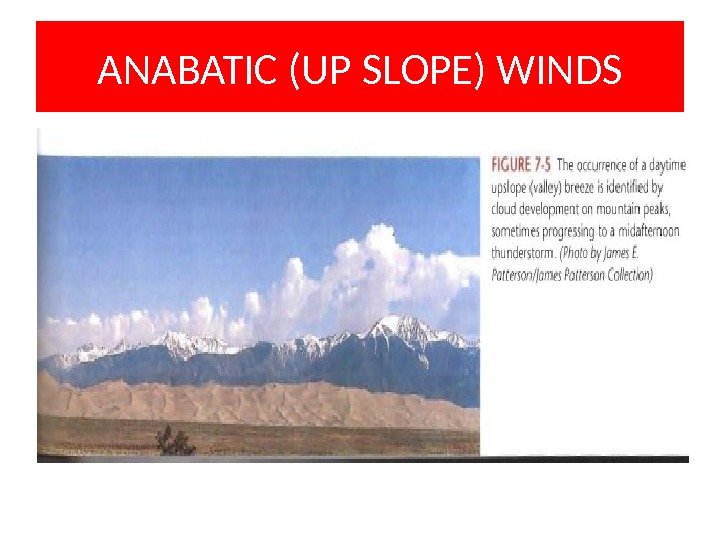 ANABATIC (UP SLOPE) WINDS 