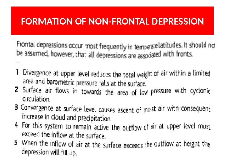 FORMATION OF NON-FRONTAL DEPRESSION 