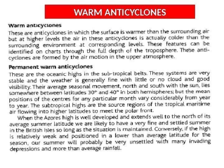 WARM ANTICYCLONES 