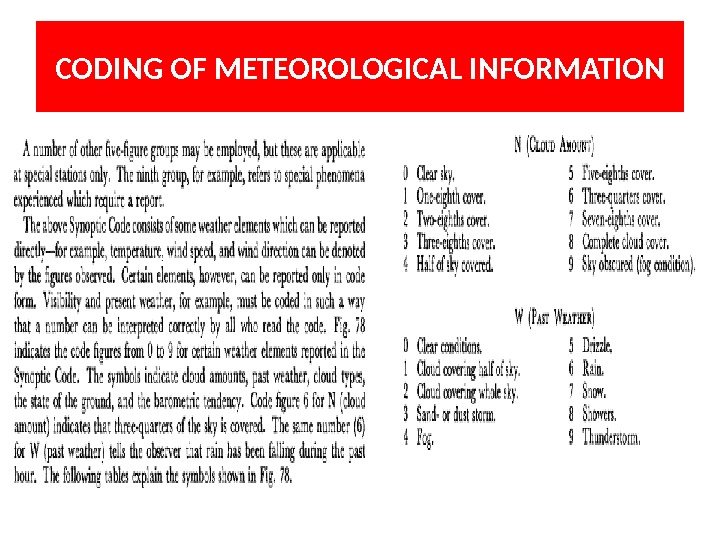 CODING OF METEOROLOGICAL INFORMATION 