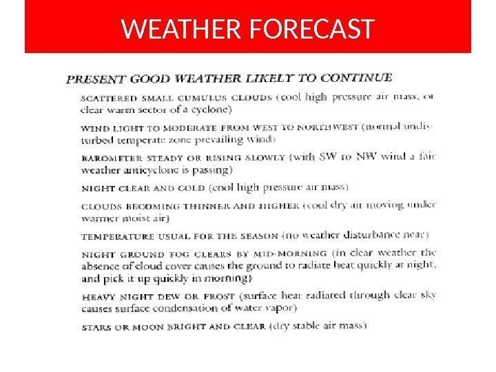 WEATHER FORECAST 