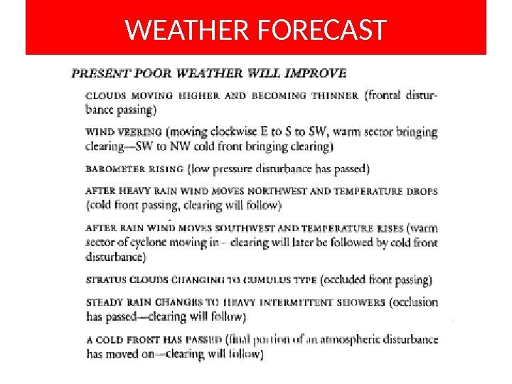 WEATHER FORECAST 