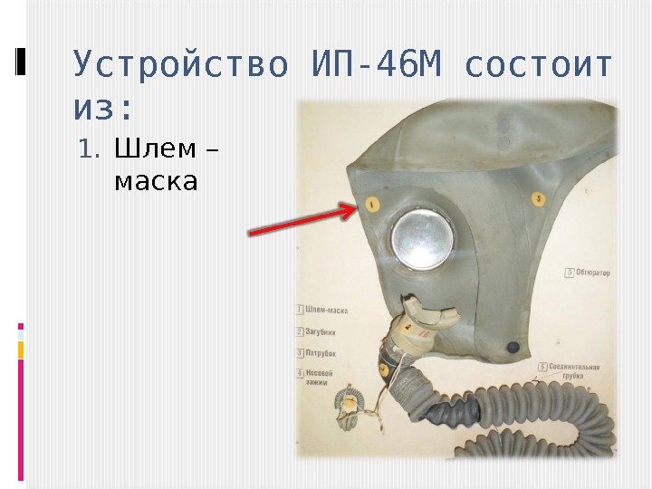 Устройство ИП-46 М состоит из: 1. Шлем – маска 