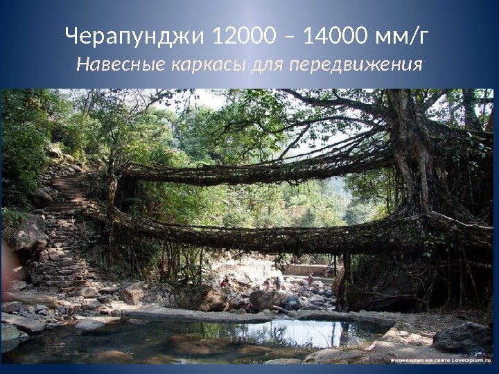 Черапунджи 12000 – 14000 мм/г Навесные каркасы для передвижения 