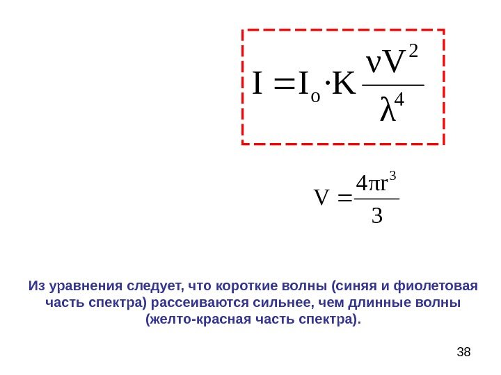 384 2 λ ν · V KII o Из уравнения следует, что короткие волны