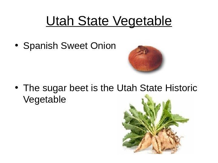 Utah State Vegetable • Spanish Sweet Onion • The sugar beet is the Utah
