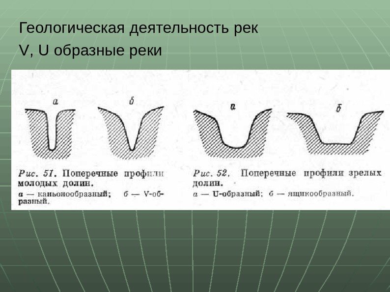 Геологическая деятельность рек V ,  U образные реки 