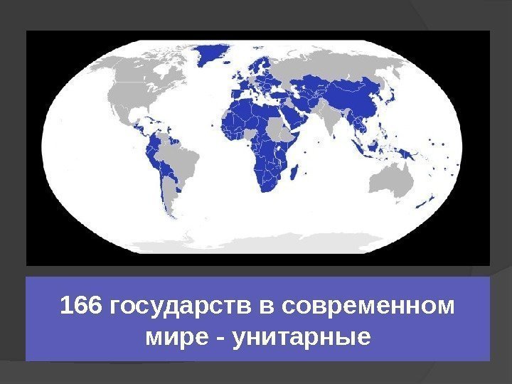 166 государств в современном мире - унитарные 