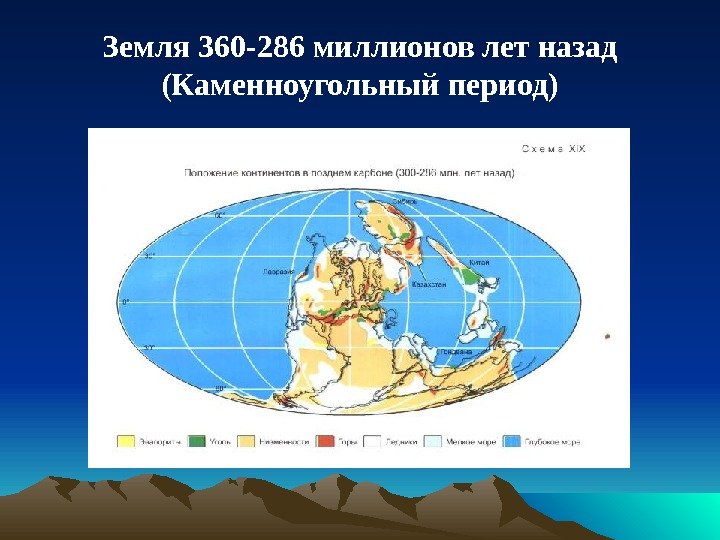 Земля 360 -286 миллионов лет назад (Каменноугольный период) 