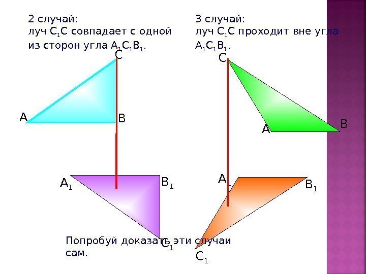 2 случай:  луч С 1 С совпадает с одной из сторон угла А