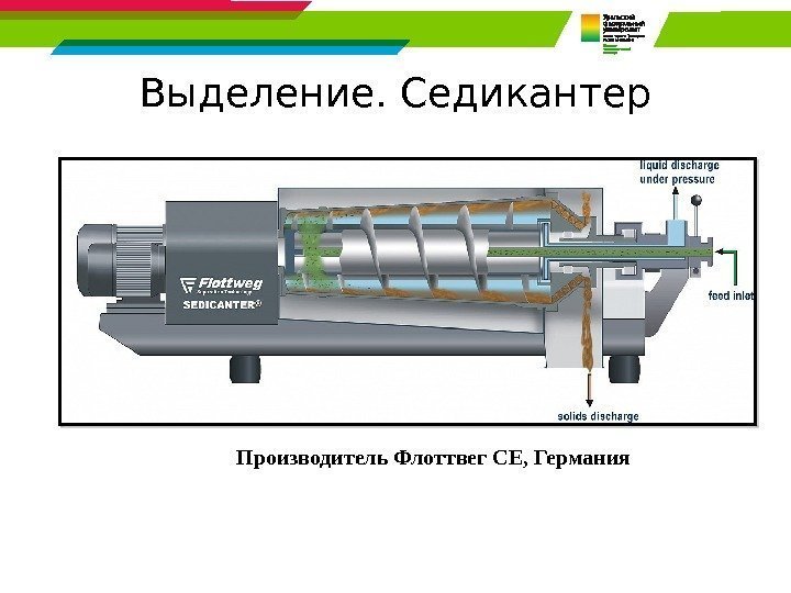 Выделение. Седикантер Производитель Флоттвег СЕ, Германия 