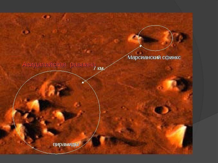 Марсианский сфинкс пирамиды 7 км. Асидалийская равнина 