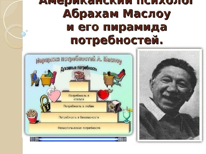 Американский психолог Абрахам Маслоу и его пирамида потребностей. 