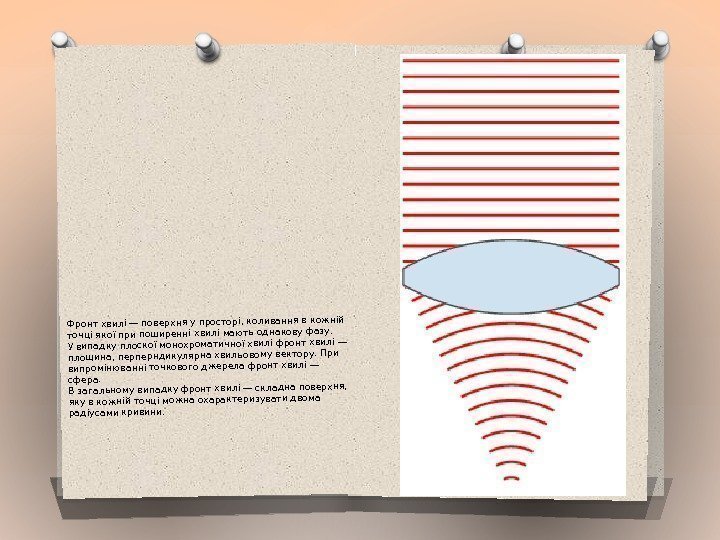 Фронт хвилі — поверхня у просторі, коливання в кожній точці якої при поширенні хвилі