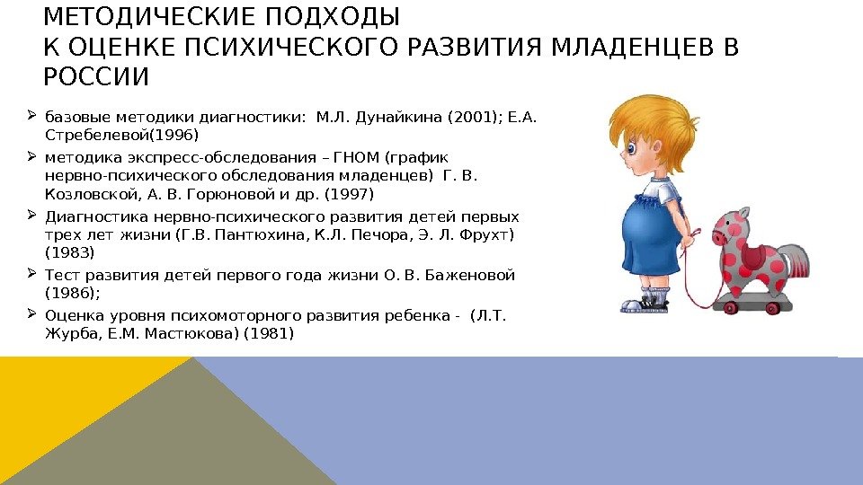  базовые методики диагностики:  М. Л. Дунайкина (2001); Е. А.  Стребелевой(1996) методика