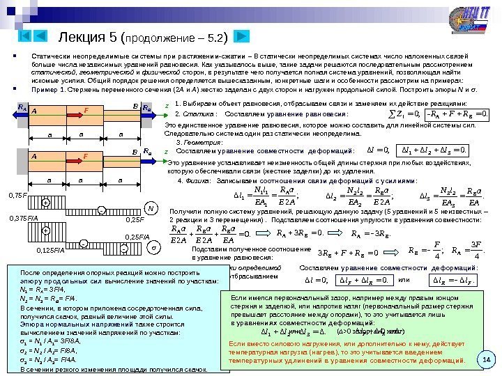 Лекция 5 ( продолжение – 5. 2 ) Статически неопределимые системы при растяжении-сжатии 