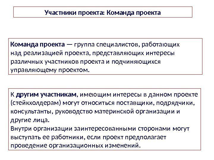 Группа специалистов непосредственно работающих над реализацией проекта