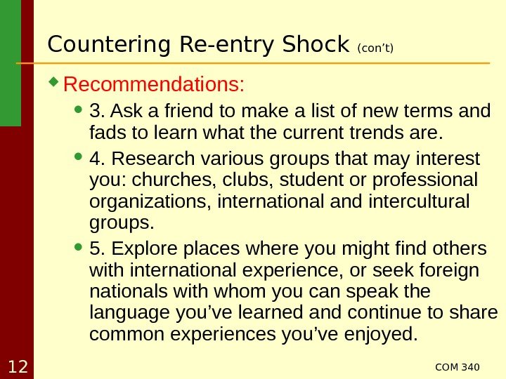 COM 340 12 Recommendations:  3. Ask a friend to make a list of