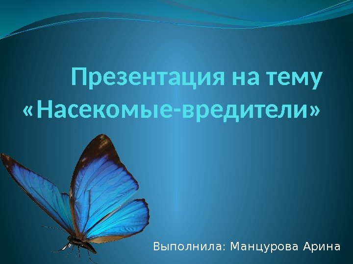 Презентация на тему  «Насекомые-вредители» Выполнила: Манцурова Арина 